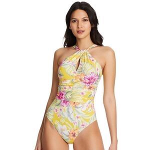 BLEU BY ROD BEATTIE Paradiso High Neck Keyhole One-Piece Swimsuit multi New 8